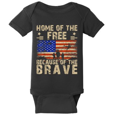 4th Of July USA Flag Home Of The Free Because Of The Brave Baby Bodysuit