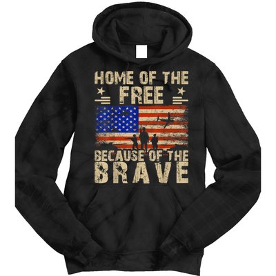 4th Of July USA Flag Home Of The Free Because Of The Brave Tie Dye Hoodie