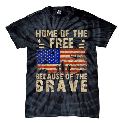 4th Of July USA Flag Home Of The Free Because Of The Brave Tie-Dye T-Shirt
