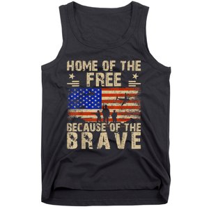 4th Of July USA Flag Home Of The Free Because Of The Brave Tank Top