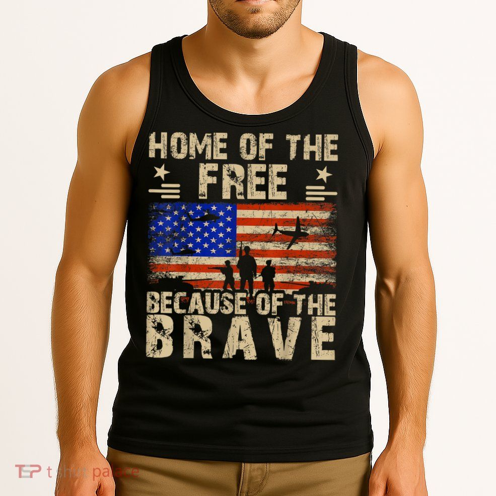 4th Of July USA Flag Home Of The Free Because Of The Brave Tank Top