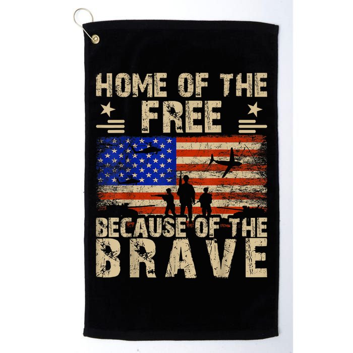 4th Of July USA Flag Home Of The Free Because Of The Brave Golf Towel