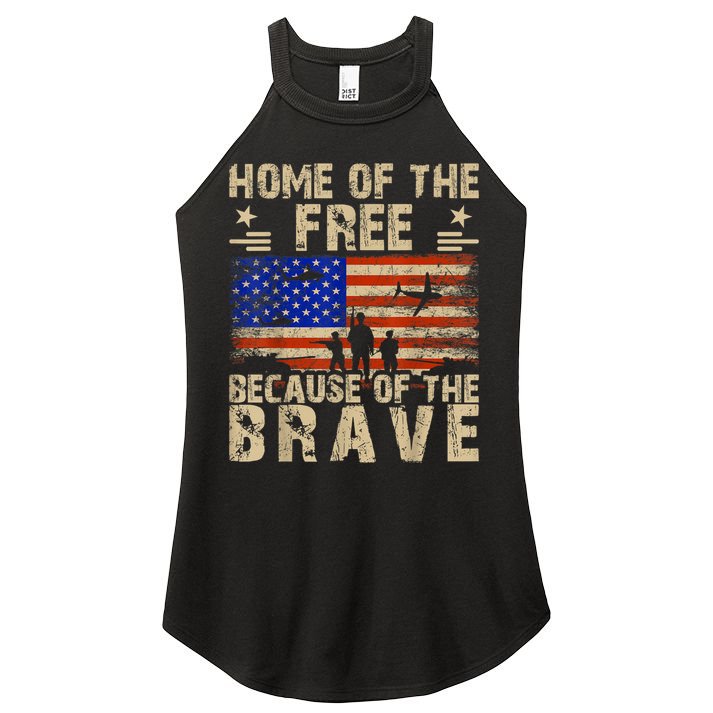 4th Of July USA Flag Home Of The Free Because Of The Brave Women's Perfect Tri Rocker Tank