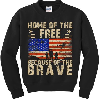 4th Of July USA Flag Home Of The Free Because Of The Brave Kids Sweatshirt