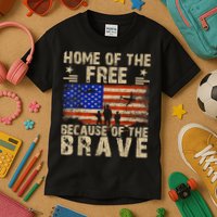 4th Of July USA Flag Home Of The Free Because Of The Brave Kids T-Shirt