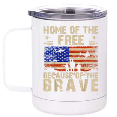 4th Of July USA Flag Home Of The Free Because Of The Brave 12 oz Stainless Steel Tumbler Cup