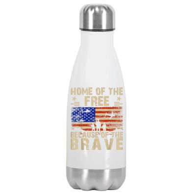 4th Of July USA Flag Home Of The Free Because Of The Brave Stainless Steel Insulated Water Bottle