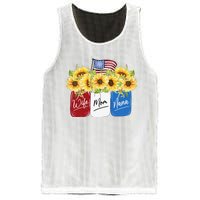 4th Of July Wife Mom Nana Sunflower With American Flag Mesh Reversible Basketball Jersey Tank