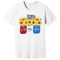 4th Of July Wife Mom Nana Sunflower With American Flag Premium T-Shirt