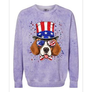 4th of July Patriotic Beagle American USA Flag Beagle Lovers Colorblast Crewneck Sweatshirt