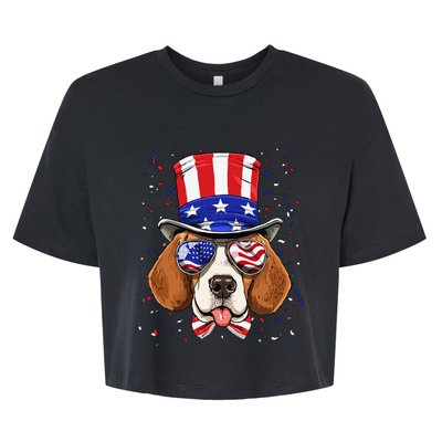 4th of July Patriotic Beagle American USA Flag Beagle Lovers Bella+Canvas Jersey Crop Tee