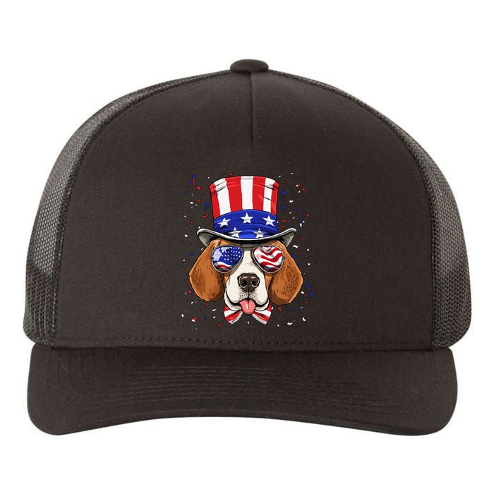 4th of July Patriotic Beagle American USA Flag Beagle Lovers Yupoong Adult 5-Panel Trucker Hat