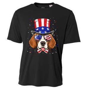 4th of July Patriotic Beagle American USA Flag Beagle Lovers Cooling Performance Crew T-Shirt