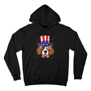 4th of July Patriotic Beagle American USA Flag Beagle Lovers Hoodie