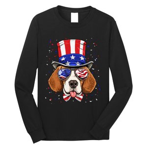 4th of July Patriotic Beagle American USA Flag Beagle Lovers Long Sleeve Shirt