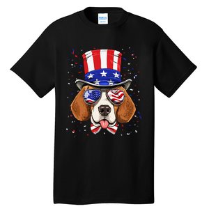 4th of July Patriotic Beagle American USA Flag Beagle Lovers Tall T-Shirt