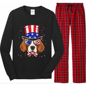 4th of July Patriotic Beagle American USA Flag Beagle Lovers Long Sleeve Pajama Set