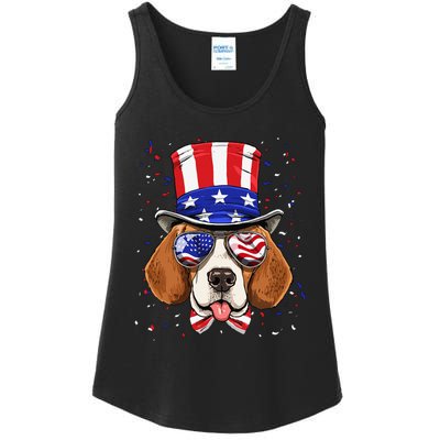 4th of July Patriotic Beagle American USA Flag Beagle Lovers Ladies Essential Tank