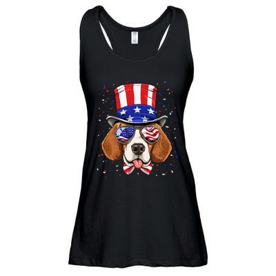 4th of July Patriotic Beagle American USA Flag Beagle Lovers Ladies Essential Flowy Tank