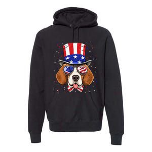 4th of July Patriotic Beagle American USA Flag Beagle Lovers Premium Hoodie