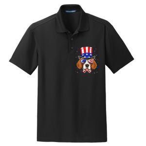 4th of July Patriotic Beagle American USA Flag Beagle Lovers Dry Zone Grid Polo