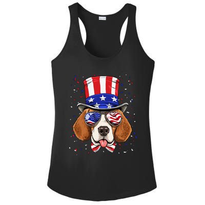 4th of July Patriotic Beagle American USA Flag Beagle Lovers Ladies PosiCharge Competitor Racerback Tank