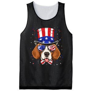 4th of July Patriotic Beagle American USA Flag Beagle Lovers Mesh Reversible Basketball Jersey Tank