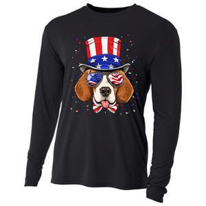 4th of July Patriotic Beagle American USA Flag Beagle Lovers Cooling Performance Long Sleeve Crew