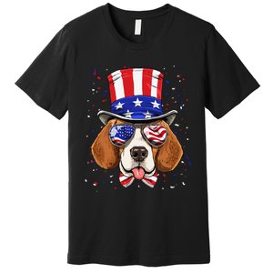 4th of July Patriotic Beagle American USA Flag Beagle Lovers Premium T-Shirt