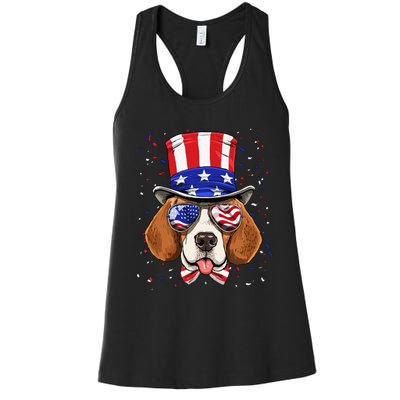 4th of July Patriotic Beagle American USA Flag Beagle Lovers Women's Racerback Tank