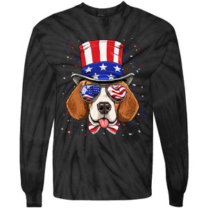 4th of July Patriotic Beagle American USA Flag Beagle Lovers Tie-Dye Long Sleeve Shirt