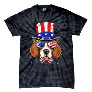 4th of July Patriotic Beagle American USA Flag Beagle Lovers Tie-Dye T-Shirt