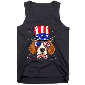 4th of July Patriotic Beagle American USA Flag Beagle Lovers Tank Top