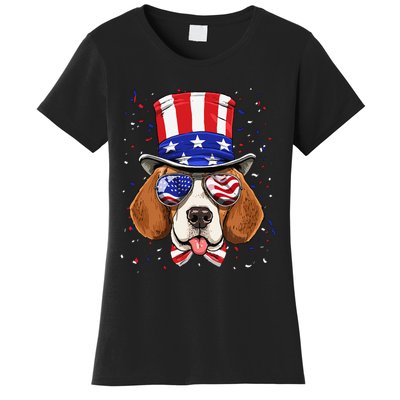 4th of July Patriotic Beagle American USA Flag Beagle Lovers Women's T-Shirt