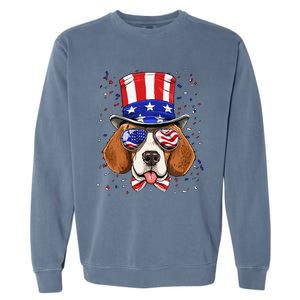 4th of July Patriotic Beagle American USA Flag Beagle Lovers Garment-Dyed Sweatshirt