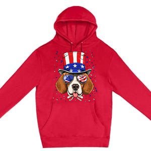 4th of July Patriotic Beagle American USA Flag Beagle Lovers Premium Pullover Hoodie