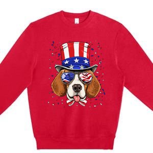 4th of July Patriotic Beagle American USA Flag Beagle Lovers Premium Crewneck Sweatshirt