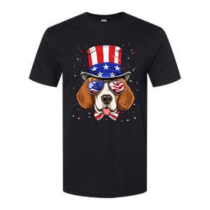 4th of July Patriotic Beagle American USA Flag Beagle Lovers Softstyle CVC T-Shirt