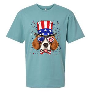 4th of July Patriotic Beagle American USA Flag Beagle Lovers Sueded Cloud Jersey T-Shirt