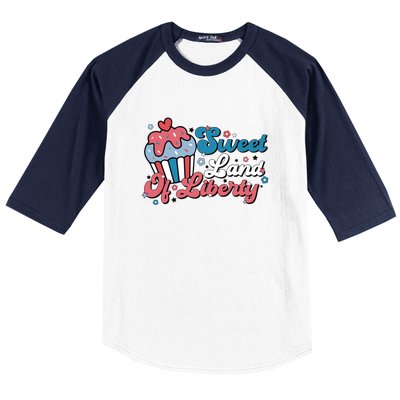 4th Of July Retro Sweet Land Of Liberty Gift Baseball Sleeve Shirt