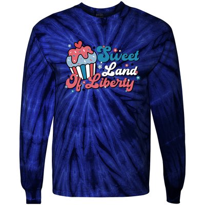 4th Of July Retro Sweet Land Of Liberty Gift Tie-Dye Long Sleeve Shirt