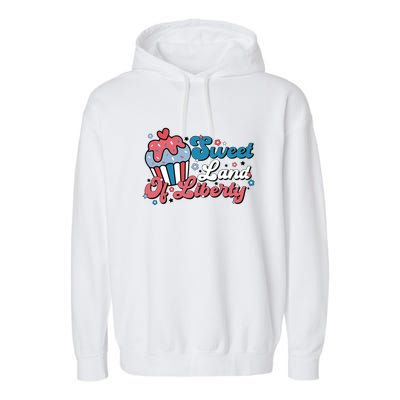 4th Of July Retro Sweet Land Of Liberty Gift Garment-Dyed Fleece Hoodie