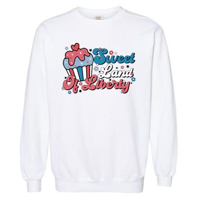 4th Of July Retro Sweet Land Of Liberty Gift Garment-Dyed Sweatshirt