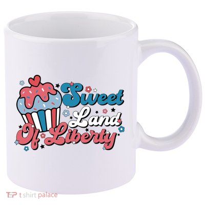4th Of July Retro Sweet Land Of Liberty Gift 11oz C Handle Ceramic Mug