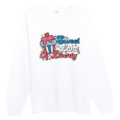 4th Of July Retro Sweet Land Of Liberty Gift Premium Crewneck Sweatshirt