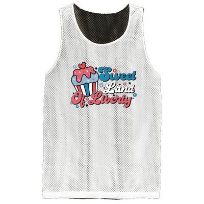 4th Of July Retro Sweet Land Of Liberty Gift Mesh Reversible Basketball Jersey Tank