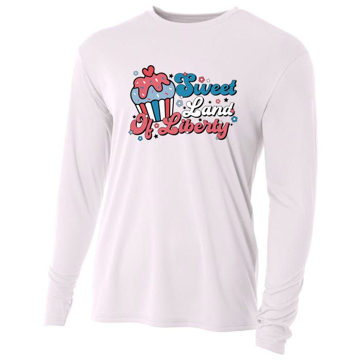 4th Of July Retro Sweet Land Of Liberty Gift Cooling Performance Long Sleeve Crew