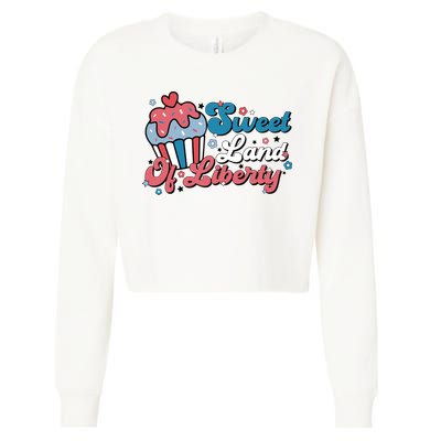 4th Of July Retro Sweet Land Of Liberty Gift Cropped Pullover Crew