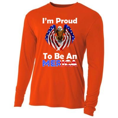 4th Of July Gift Proud To Be An American Eagle Us Flag Funny Gift Cooling Performance Long Sleeve Crew