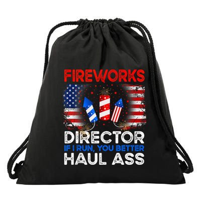 4th Of July Fireworks Director If I Run You Run Funny Drawstring Bag